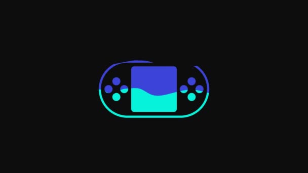 Yellow Portable Video Game Console Icon Isolated Black Background Handheld — 图库视频影像