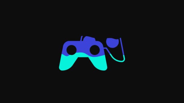 Yellow Game Controller Joystick Game Console Icon Isolated Black Background — Wideo stockowe