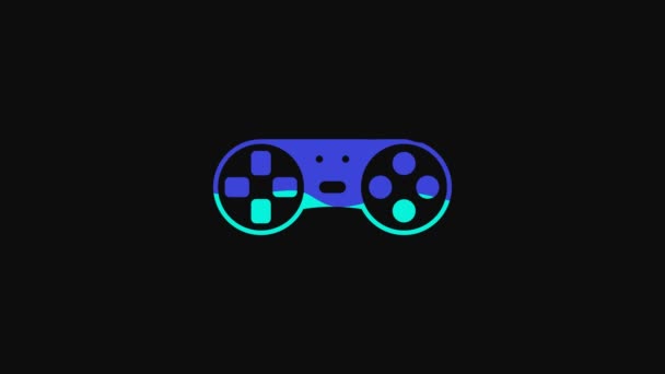Yellow Game Controller Joystick Game Console Icon Isolated Black Background — Video