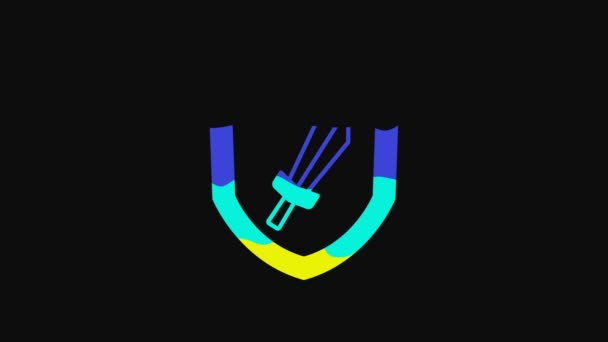 Yellow Sword Game Icon Isolated Black Background Video Motion Graphic — Wideo stockowe