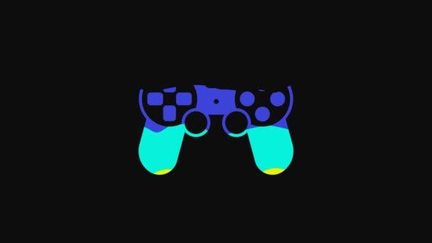 Yellow Game Controller Joystick Game Console Icon Isolated Black Background — Video Stock