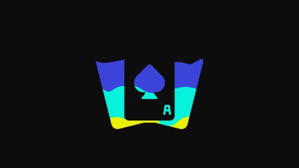 Yellow Playing Cards Icon Isolated Black Background Casino Gambling Video — Vídeos de Stock