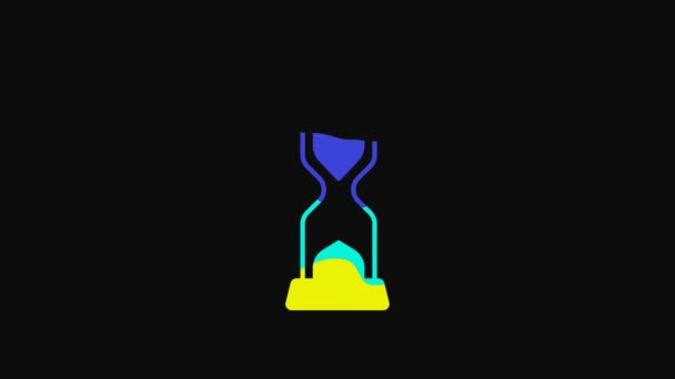 Yellow Old Hourglass Flowing Sand Icon Isolated Black Background Sand — Stock videók