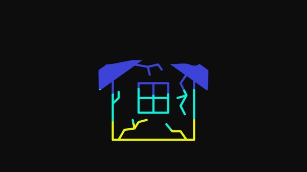 Yellow House Icon Isolated Black Background Insurance Concept Security Safety — Vídeo de Stock