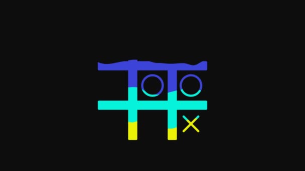 Yellow Tic Tac Toe Game Icon Isolated Black Background Video — Video Stock