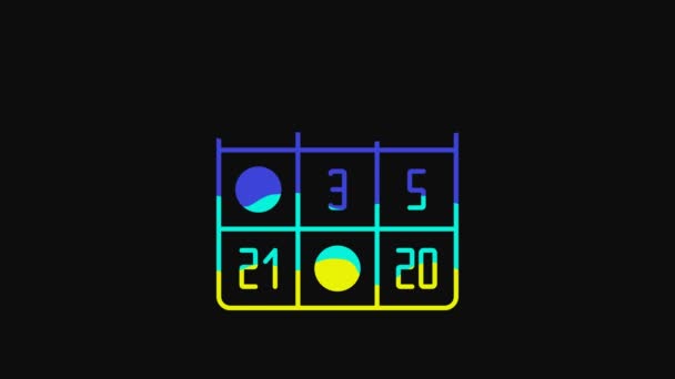 Yellow Bingo Card Lucky Numbers Icon Isolated Black Background Video — ストック動画