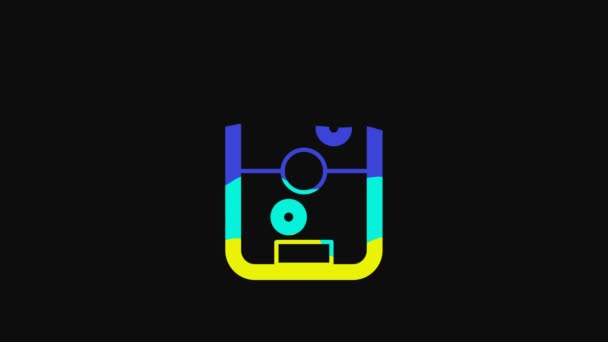 Yellow Air Hockey Table Icon Isolated Black Background Video Motion — Stok video