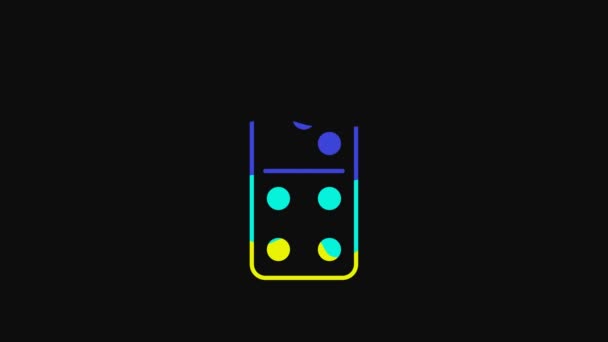 Yellow Domino Icon Isolated Black Background Video Motion Graphic Animation — Vídeo de Stock