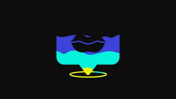Žluté Usmívající Rty Ikona Izolované Černém Pozadí Symbol Úsměvu Grafická — Stock video