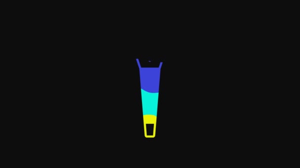 Yellow Makeup Brush Icon Isolated Black Background Video Motion Graphic — ストック動画