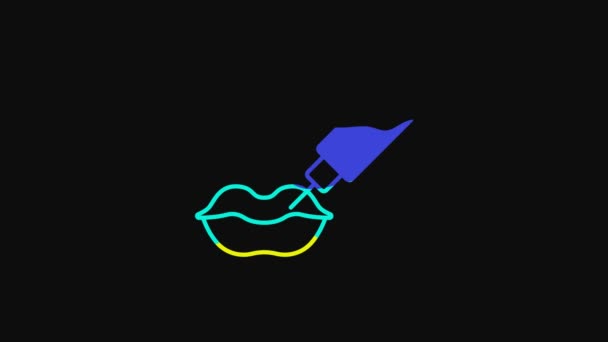 Gelbes Lippenvergrößerungssymbol Isoliert Auf Schwarzem Hintergrund Injektion Von Hyaluronsäure Konturenplastik — Stockvideo