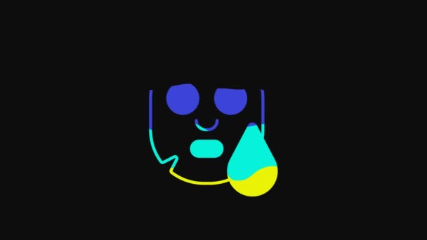 Жовта Піктограма Косметичної Маски Обличчя Ізольована Чорному Тлі Косметологія Медицина — стокове відео