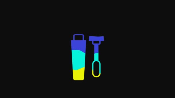 Yellow Mascara Brush Icon Isolated Black Background Video Motion Graphic — Stock video