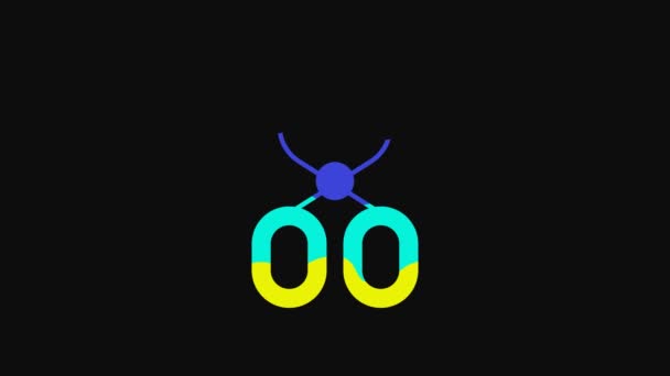 Yellow Eyelash Curler Icon Isolated Black Background Makeup Tool Sign — Stockvideo