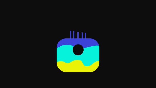 Yellow Tube Hand Cream Icon Isolated Black Background Video Motion — Wideo stockowe