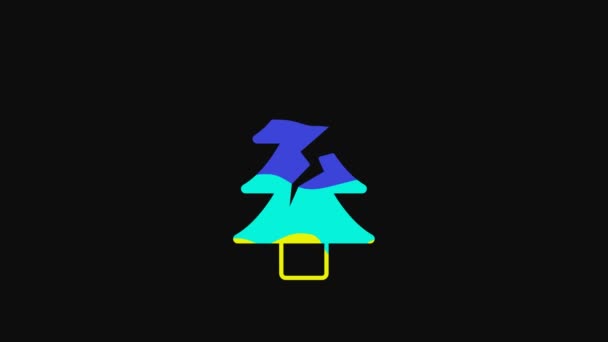 Κίτρινη Εικόνα Δέντρου Απομονωμένη Μαύρο Φόντο Σύμβολο Δάσους Γραφική Κίνηση — Αρχείο Βίντεο