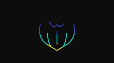 Yellow Mustache and beard icon isolated on black background. Barbershop symbol. Facial hair style. 4K Video motion graphic animation.