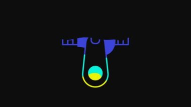 Yellow Zipper icon isolated on black background. 4K Video motion graphic animation.