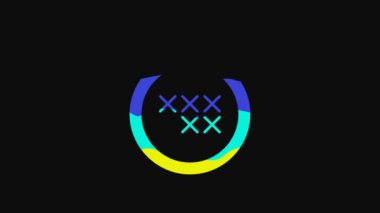 Yellow Round adjustable embroidery hoop icon isolated on black background. Thread and needle for embroidery. 4K Video motion graphic animation.