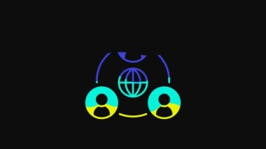 Yellow Meeting icon isolated on black background. Business team meeting, discussion concept, analysis, content strategy. Presentation conference. 4K Video motion graphic animation.