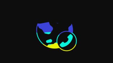 Yellow Video chat conference icon isolated on black background. Online meeting work form home. Remote project management. 4K Video motion graphic animation.