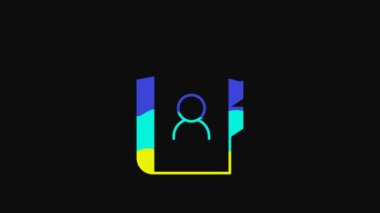Yellow Phone book icon isolated on black background. Address book. Telephone directory. 4K Video motion graphic animation.