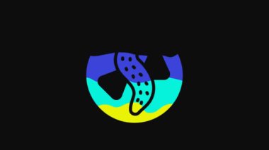 Yellow Served cucumber on a plate icon isolated on black background. Marine food. 4K Video motion graphic animation.