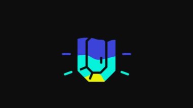Yellow Diamond icon isolated on black background. Jewelry symbol. Gem stone. 4K Video motion graphic animation.
