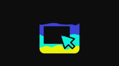 Yellow Advertising icon isolated on black background. Concept of marketing and promotion process. Responsive ads. Social media advertising. 4K Video motion graphic animation.