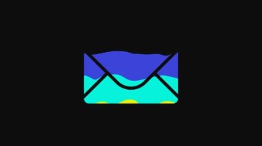 Yellow Mail and e-mail icon isolated on black background. Envelope symbol e-mail. Email message sign. 4K Video motion graphic animation.