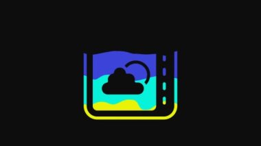 Yellow Weather forecast icon isolated on black background. 4K Video motion graphic animation.