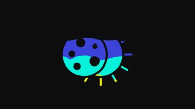 Yellow Eclipse of the sun icon isolated on black background. Total sonar eclipse. 4K Video motion graphic animation.