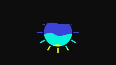 Yellow Sun icon isolated on black background. 4K Video motion graphic animation.