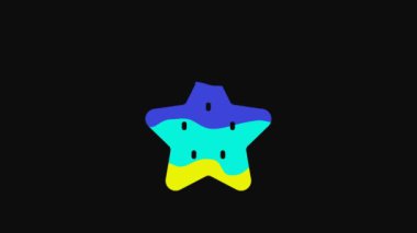 Yellow Christmas star icon isolated on black background. Merry Christmas and Happy New Year. 4K Video motion graphic animation.