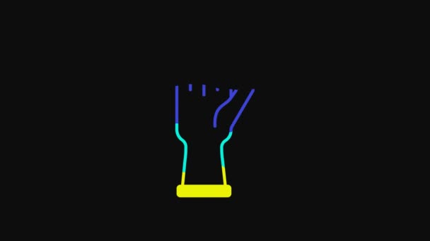 Yellow Protective Gloves Icon Isolated Black Background Video Motion Graphic — Stockvideo