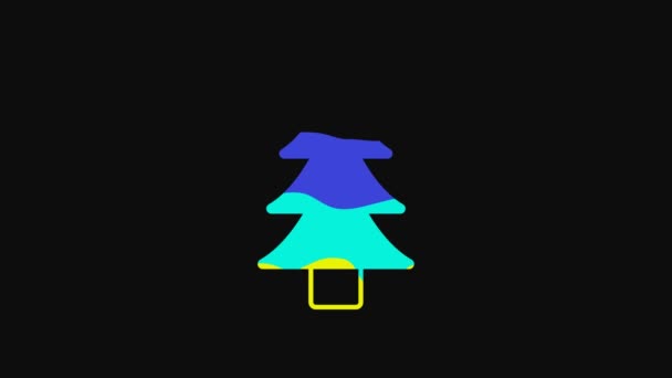 Κίτρινη Εικόνα Δέντρου Απομονωμένη Μαύρο Φόντο Σύμβολο Δάσους Γραφική Κίνηση — Αρχείο Βίντεο