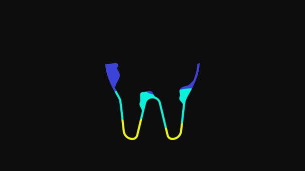 Yellow Broken Tooth Icon Isolated Black Background Dental Problem Icon — 비디오
