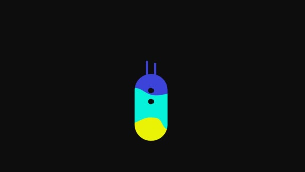 Yellow Electric Toothbrush Icon Isolated Black Background Video Motion Graphic — Stockvideo