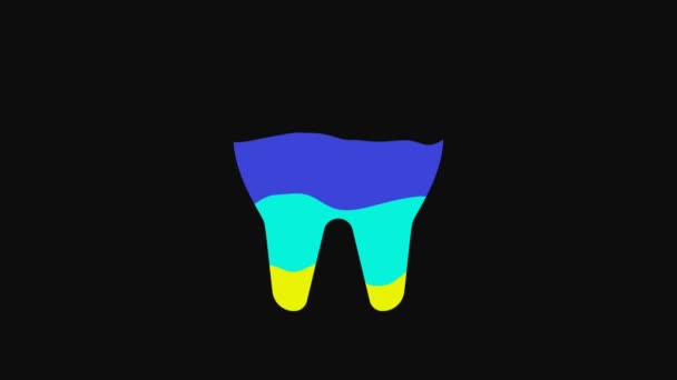 Yellow Tooth Icon Isolated Black Background Tooth Symbol Dentistry Clinic — Vídeo de Stock