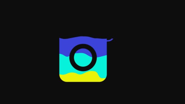 Yellow Dental Floss Icon Isolated Black Background Video Motion Graphic — Vídeos de Stock