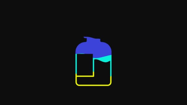 Yellow Mouthwash Plastic Bottle Icon Isolated Black Background Liquid Rinsing — Video Stock