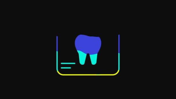 Yellow Ray Tooth Icon Isolated Black Background Dental Ray Radiology — Vídeo de Stock