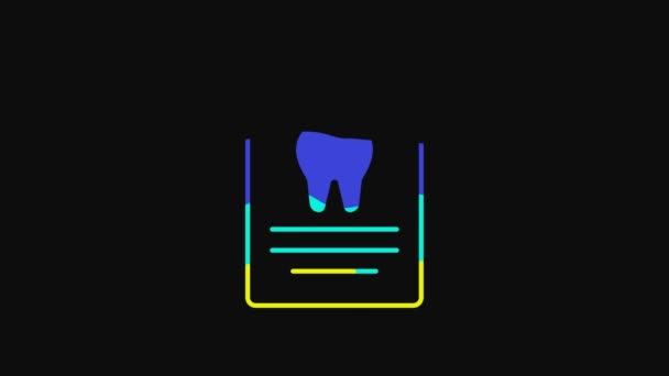 Yellow Clipboard Dental Card Patient Medical Records Icon Isolated Black — Stockvideo