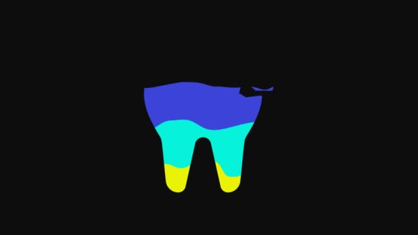 Ícone Dente Quebrado Amarelo Isolado Fundo Preto Ícone Problema Dentário — Vídeo de Stock