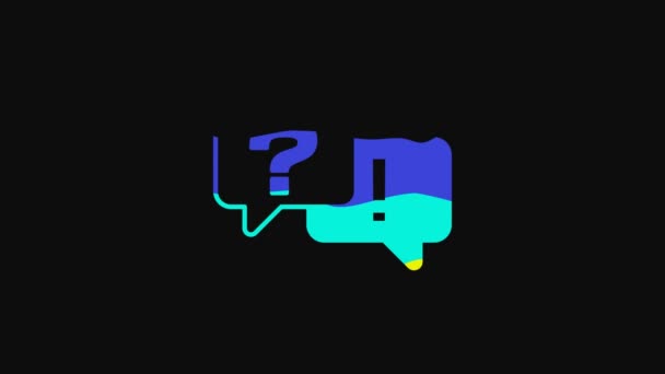 Yellow Speech Bubbles Question Answer Icon Isolated Black Background Symbol — Stockvideo
