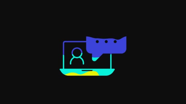 Yellow Video Chat Conference Icon Isolated Black Background Online Meeting — Stock video