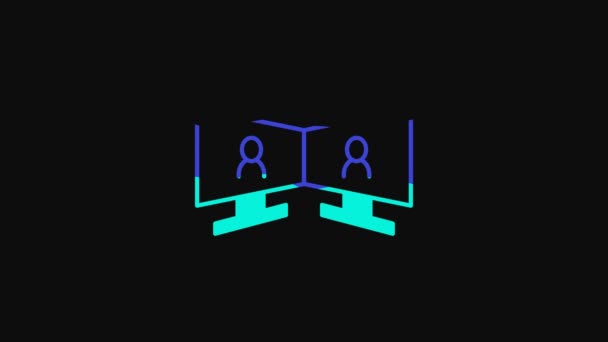 Yellow Video Chat Conference Icon Isolated Black Background Online Meeting — Wideo stockowe