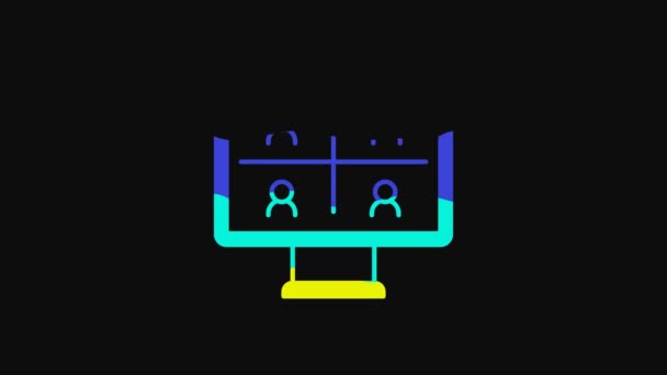 Yellow Video Chat Conference Icon Isolated Black Background Online Meeting — 비디오