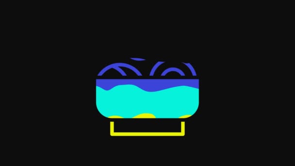 Yellow Ramen Soup Bowl Noodles Icon Isolated Black Background Bowl — 비디오
