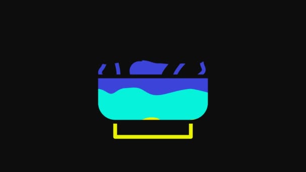 Ікона Жовтого Вантона Ізольована Чорному Тлі Китайська Кухня Відеографічна Анімація — стокове відео